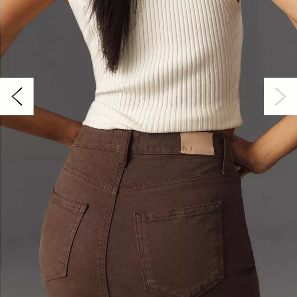 PAIGE Dark Brown Denim Skirt Size 23 - Picture 3 of 9